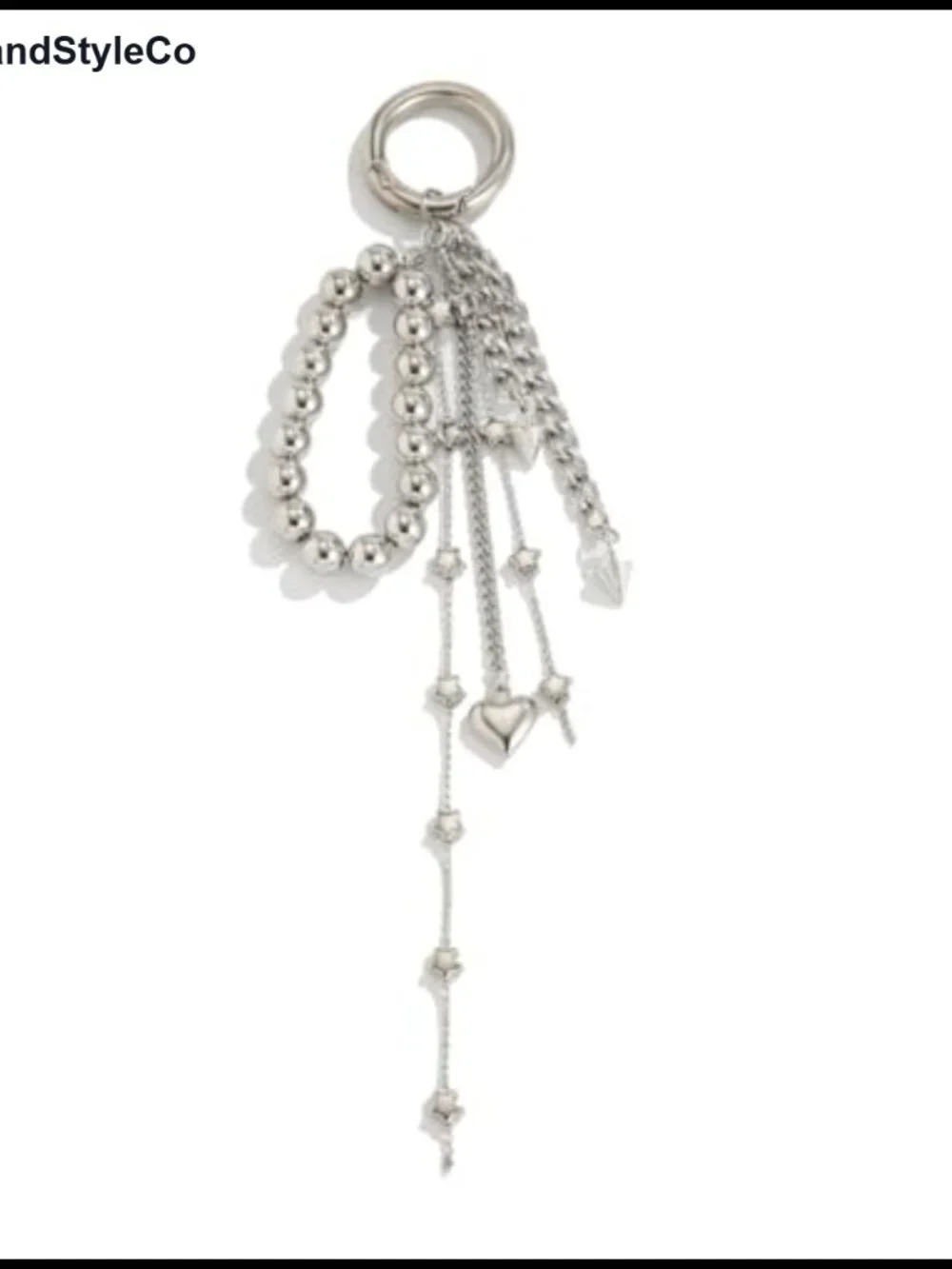 Silver Heart Bag Charm Pearl Coin Purse Accessory Keychain